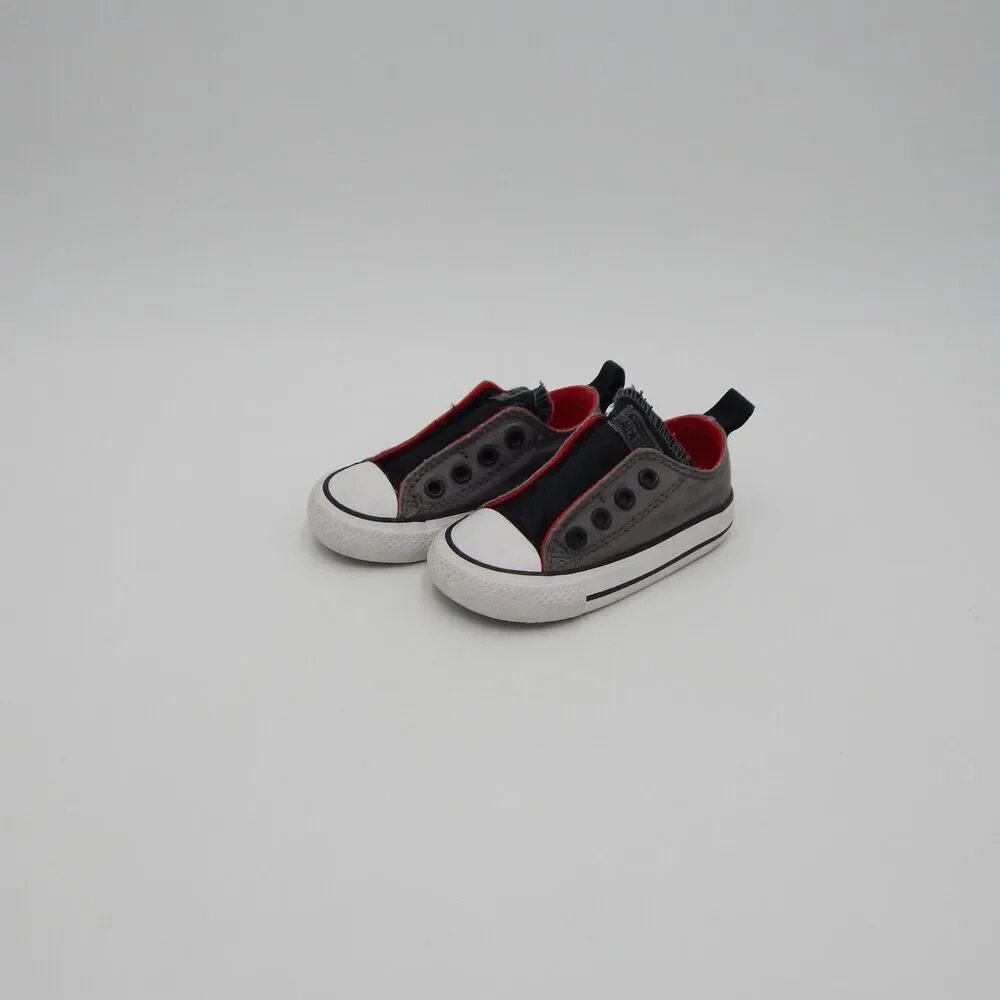 Converse All Star Gray and Black Slip On Low Top Sneakers Infant 750033F Size 5